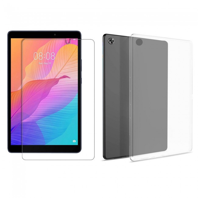 Huawei MatePad T8 8 inch Tempered TPU Cover and Glass Screen Protector - Clear