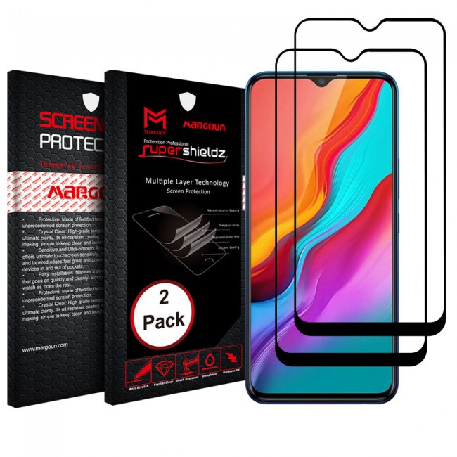 Infinix S4 2-Pack Glass 3D Screen Protector Super Shieldz by Margoun - Black Edge