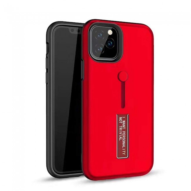 IPhone 11 Pro Max Personality TPU Cover with Stand &amp; Finger Holder Back Case Cover - Red