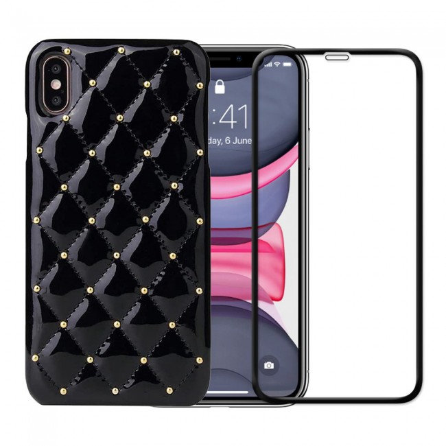 Margoun Luxury Leather Case Cover with 3D Screen Protector for Apple iPhone XR