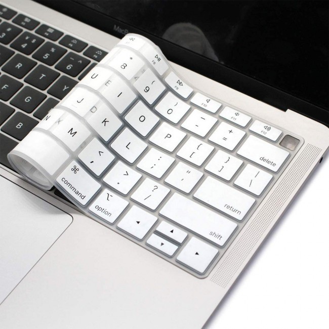 Macbook Air 13.3 inch A1932 A2179 Case Cover and Keyboard Protector Skin Cover – White