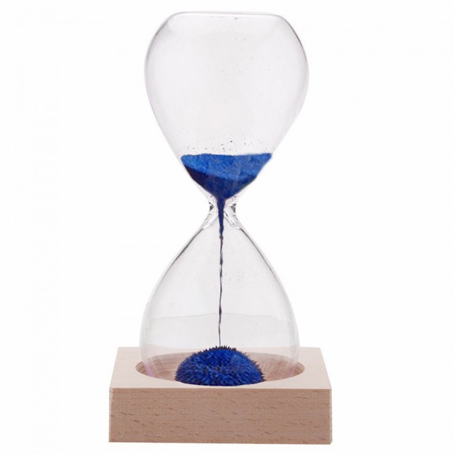 Margoun Magnetic Sand Hourglass with One Minute Countdown and Wooden Base for Desktop and Decor 12 x 5 cm