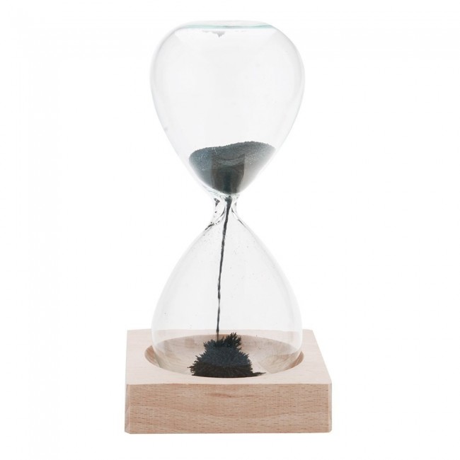 Margoun Magnetic Sand Hourglass with One Minute Countdown and Wooden Base for Desktop and Decor 12 x 5 cm