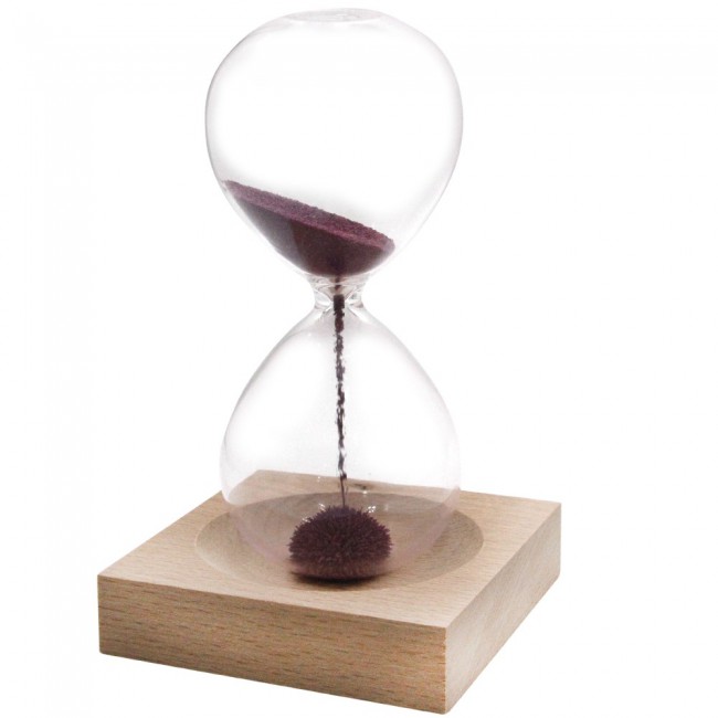 Margoun Magnetic Sand Hourglass with One Minute Countdown and Wooden Base for Desktop and Decor 12 x 5 cm