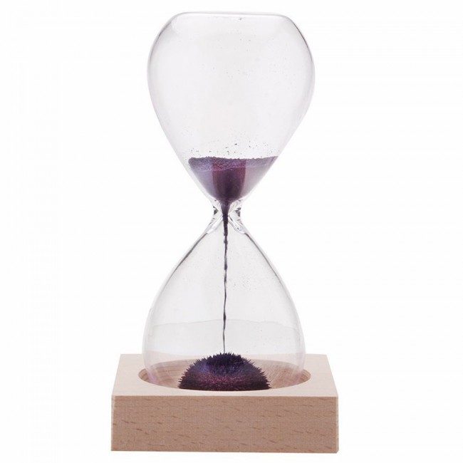 Margoun Magnetic Sand Hourglass with One Minute Countdown and Wooden Base for Desktop and Decor 12 x 5 cm