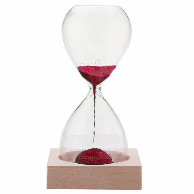 Margoun Magnetic Sand Hourglass with One Minute Countdown and Wooden Base for Desktop and Decor 12 x 5 cm