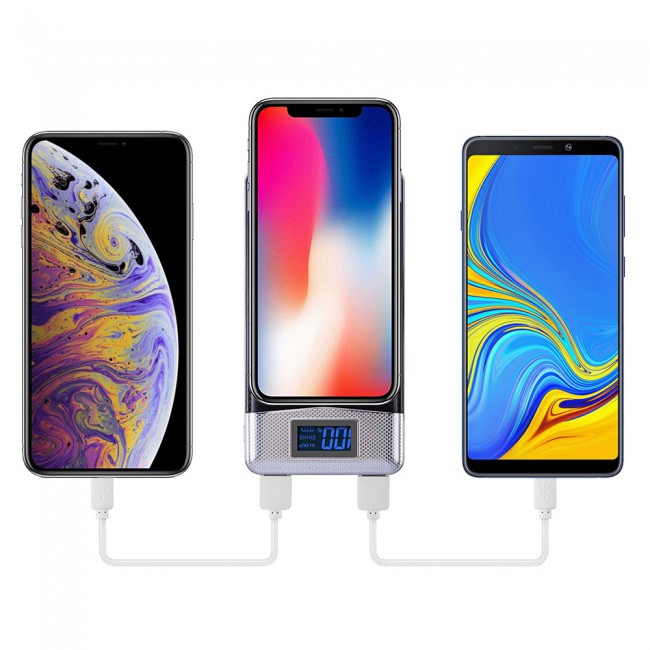 Margoun 12000mAh Qi Fast Charging Dual USB Wireless Power Bank - White