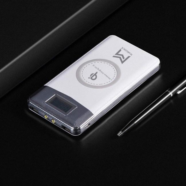 Margoun 12000mAh Qi Fast Charging Dual USB Wireless Power Bank - White