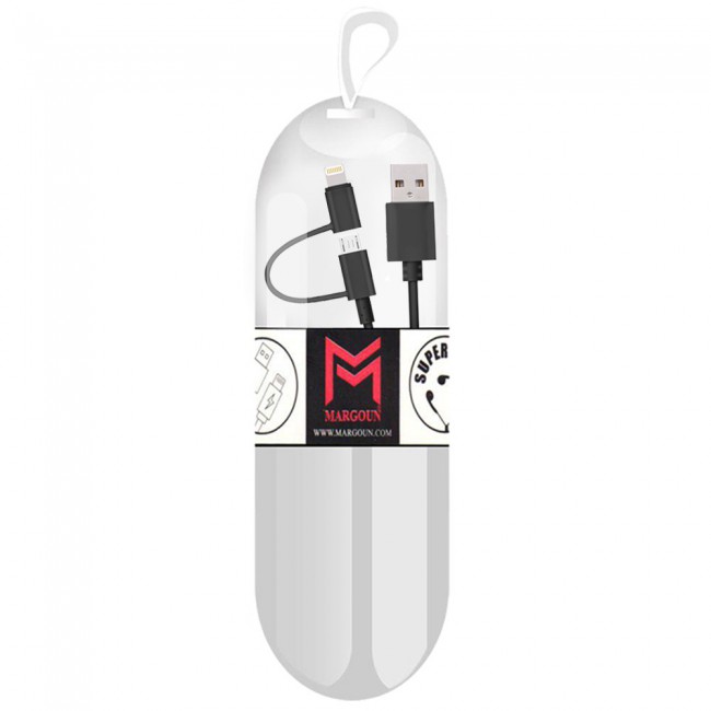 Margoun 15cm 2 in 1 Micro USB and Lightning Cable Adapter for Android and Apple Phones - Black , White , Blue , Purple