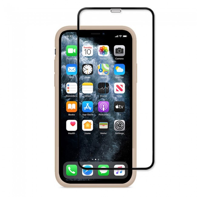 Margoun 2Pack Apple iPhone 12 Pro Silicone Case Cover and 3D Screen Protector - Beige