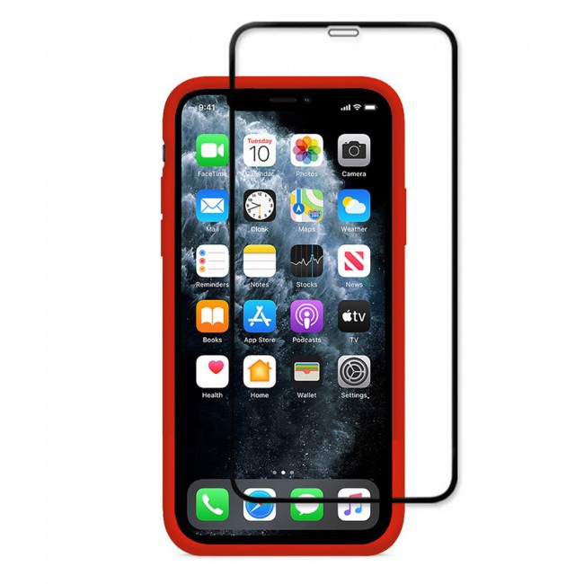Margoun 2Pack Apple iPhone 12 Pro Silicone Case Cover and 3D Screen Protector - Red