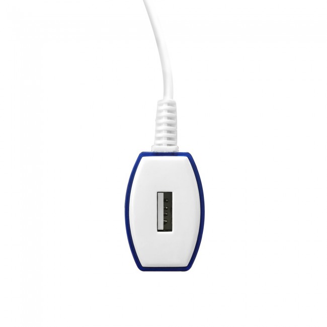 Margoun 2.1A Micro USB Wall Charger with a Universal USB Port – White &amp; Blue – MG01