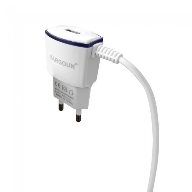 Margoun 2.1A Micro USB Wall Charger for Xiaomi Redmi Note 6 Pro , Redmi Note 5 Pro , Redmi Y2 - White &amp; Blue – MG01