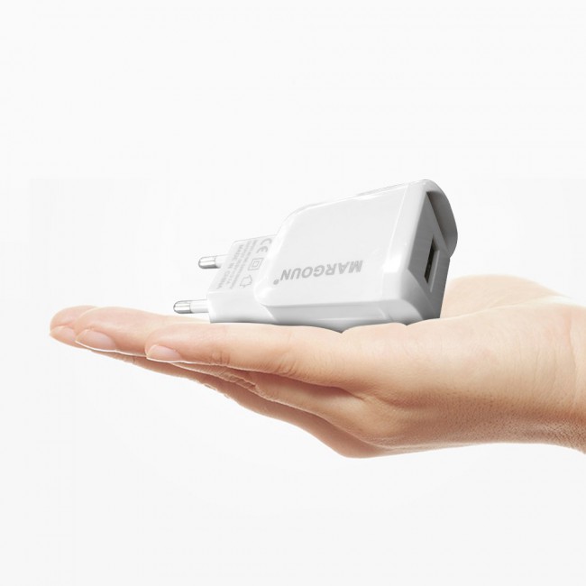 Margoun 2.1A Micro USB Wall Charger with Lightning Cable for Apple iphone X , XS , XS Max , XR – White – MG02