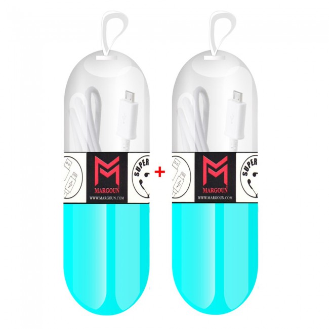 Margoun 2-Pack Micro USB Cable ( White ) with Tube Cable Organizer - Blue