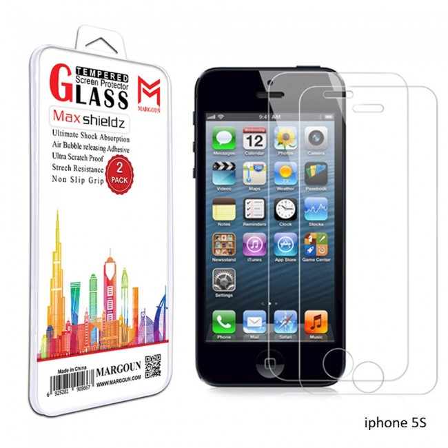 iPhone 5 and 5S Tempered Screen Protector 2Pack Max Shieldz Margoun
