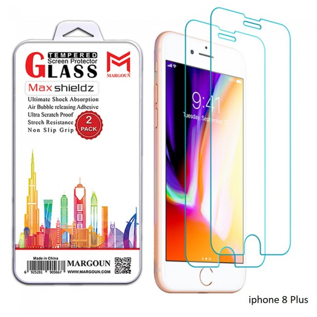 iPhone 7 Plus and 8 Plus Tempered Screen Protector 2Pack Max Shieldz Margoun
