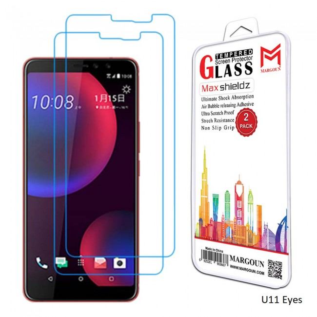 Margoun 2-Pack Tempered Glass Screen Protector for HTC Phones ( Desire 12 , Desire 12 Plus , One X10 , U11 , U11 Eyes , U11 Life , U11 Plus , U Ultra , U Play )
