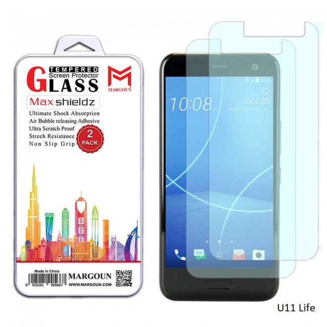 Margoun 2-Pack Tempered Glass Screen Protector for HTC Phones ( Desire 12 , Desire 12 Plus , One X10 , U11 , U11 Eyes , U11 Life , U11 Plus , U Ultra , U Play )