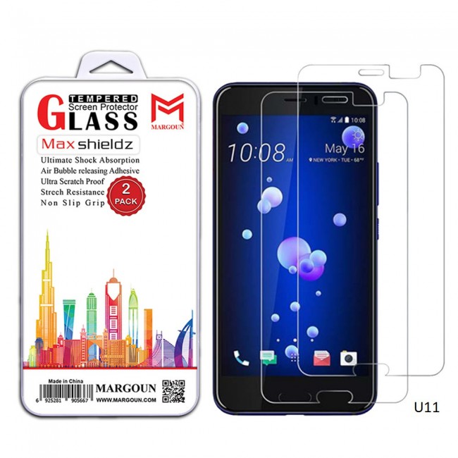 Margoun 2-Pack Tempered Glass Screen Protector for HTC Phones ( Desire 12 , Desire 12 Plus , One X10 , U11 , U11 Eyes , U11 Life , U11 Plus , U Ultra , U Play )