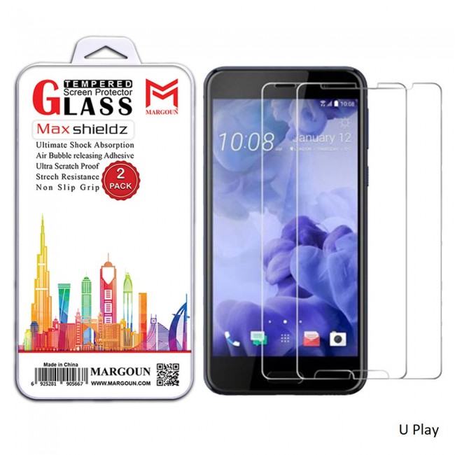 Margoun 2-Pack Tempered Glass Screen Protector for HTC Phones ( Desire 12 , Desire 12 Plus , One X10 , U11 , U11 Eyes , U11 Life , U11 Plus , U Ultra , U Play )