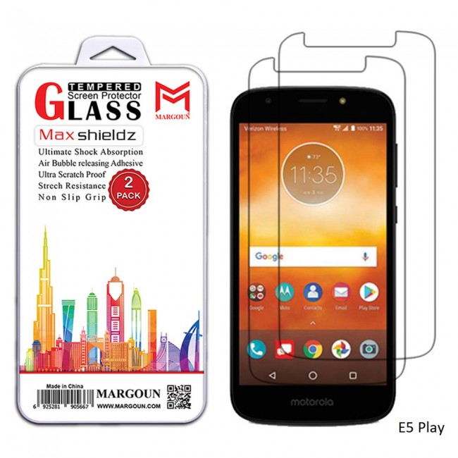 Margoun 2-Pack Tempered Glass Screen Protector for Motorola Phones ( E5 , E5 Play , E5 Plus , Moto G6 , Moto G6 Play , Moto G6 Plus )
