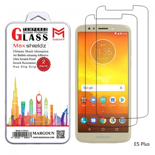 Margoun 2-Pack Tempered Glass Screen Protector for Motorola Phones ( E5 , E5 Play , E5 Plus , Moto G6 , Moto G6 Play , Moto G6 Plus )