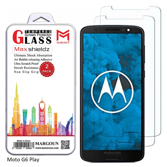 Margoun 2-Pack Tempered Glass Screen Protector for Motorola Phones ( E5 , E5 Play , E5 Plus , Moto G6 , Moto G6 Play , Moto G6 Plus )