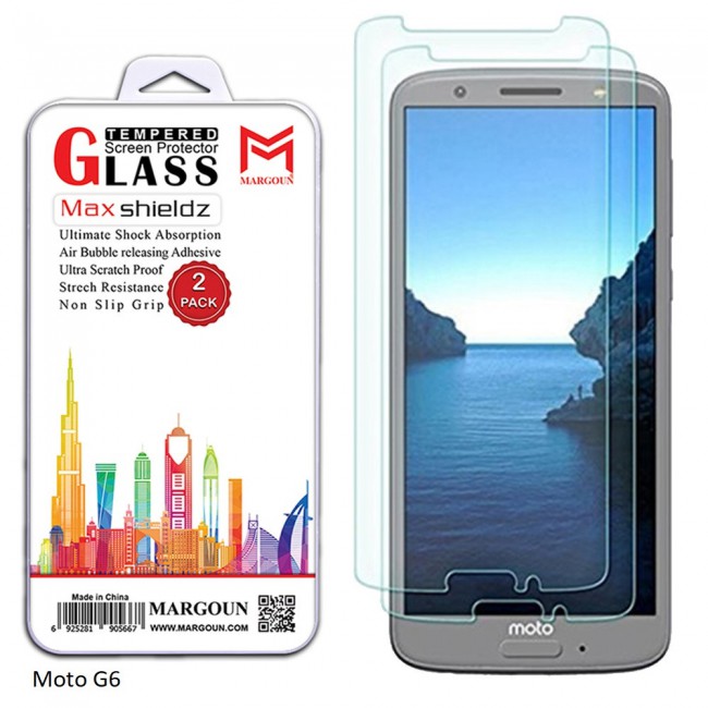 Margoun 2-Pack Tempered Glass Screen Protector for Motorola Phones ( E5 , E5 Play , E5 Plus , Moto G6 , Moto G6 Play , Moto G6 Plus )
