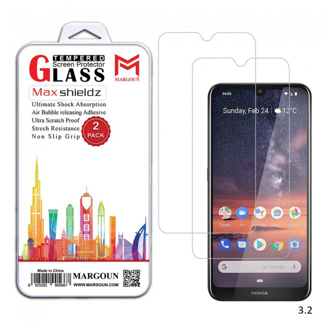 Margoun 2-Pack Tempered Glass Screen Protector for Nokia Phones ( 1 Plus , 3.2 , 4.2 , 210 , 9 Pureview )
