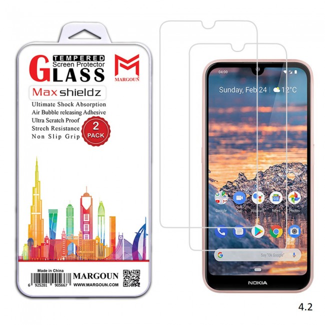 Margoun 2-Pack Tempered Glass Screen Protector for Nokia Phones ( 1 Plus , 3.2 , 4.2 , 210 , 9 Pureview )