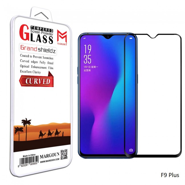 Margoun 3D Curved Tempered Glass Screen Protector for Oppo Phones ( F9 / F9 Pro , F9 Plus , A5 , A7 )