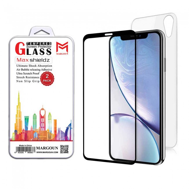 Margoun Back and 3D Front Tempered Glass Screen Protector for Apple iPhone XR