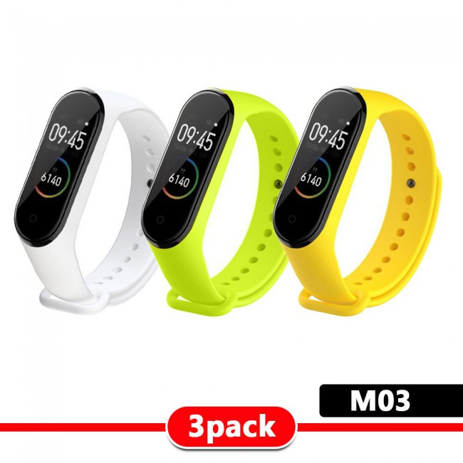3Pack Silicone Band for Xiaomi Mi Band 3 and Mi Band 4 - M01 - M06