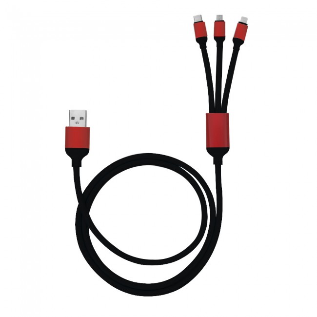 Margoun 3 in 1 Micro , Type-C and Lightning USB Cable – Black 