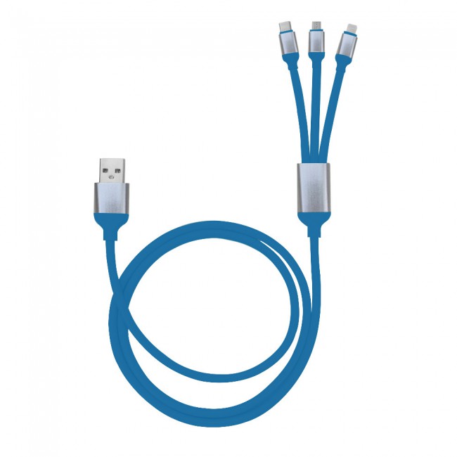 Margoun 3 in 1 Micro , Type-C and Lightning USB Cable – Blue 