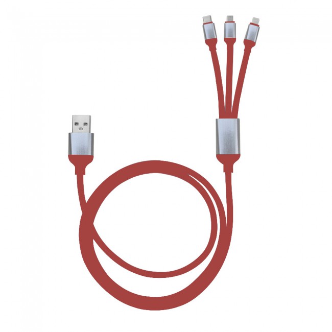Margoun 3 in 1 Micro , Type-C and Lightning USB Cable – Red