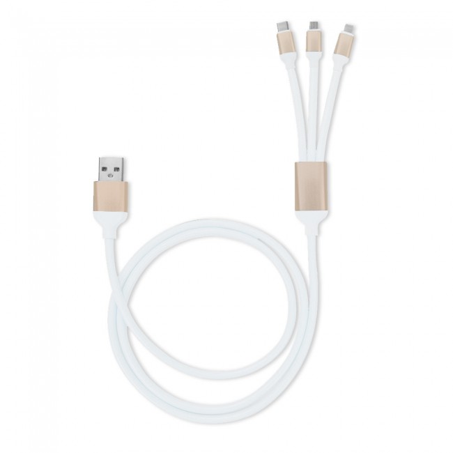 Margoun 3 in 1 Micro , Type-C and Lightning USB Cable – White 