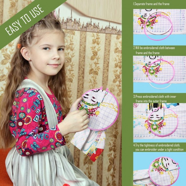 Margoun 5 PCS Embroidery Hoops Set for Needlework and Cross Stitch – colorful