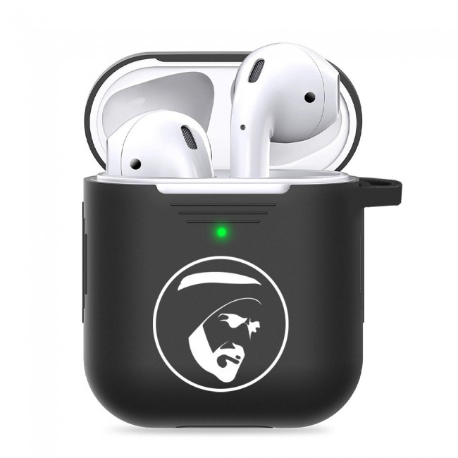 Margoun Airpods 2 Silicone Carabiner Case Cover with Shaikh Zayed Design - Black