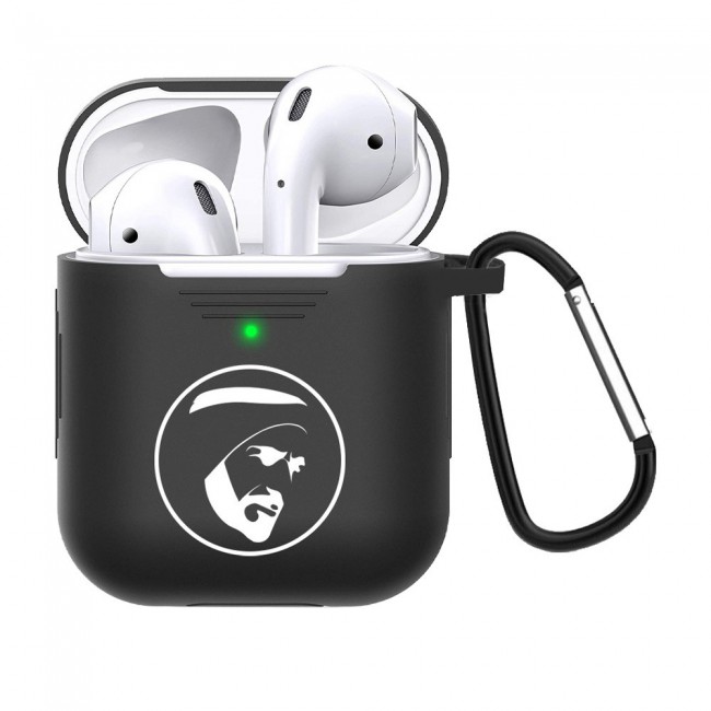 Margoun Airpods 2 Silicone Carabiner Case Cover with Shaikh Zayed Design - Black