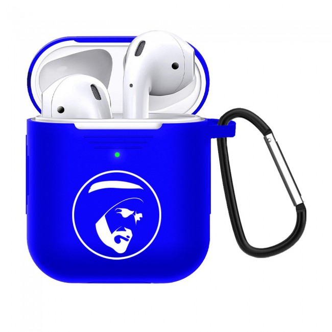 Margoun Airpods 2 Silicone Carabiner Case Cover with Shaikh Zayed Design - Blue