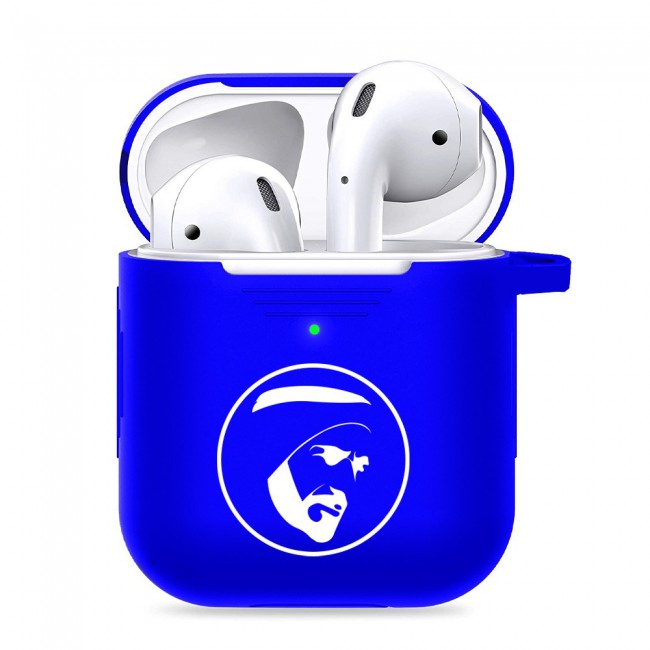 Margoun Airpods 2 Silicone Carabiner Case Cover with Shaikh Zayed Design - Blue