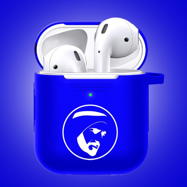 Margoun Airpods 2 Silicone Carabiner Case Cover with Shaikh Zayed Design - Blue