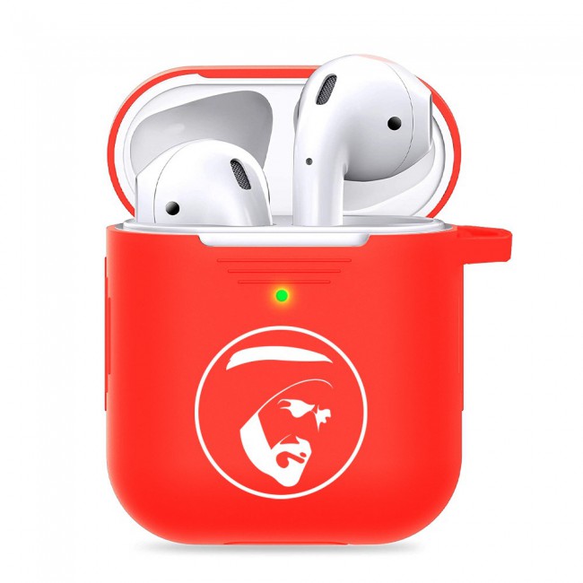 Margoun Airpods 2 Silicone Carabiner Case Cover with Shaikh Zayed Design - Red