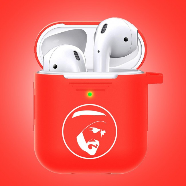 Margoun Airpods 2 Silicone Carabiner Case Cover with Shaikh Zayed Design - Red