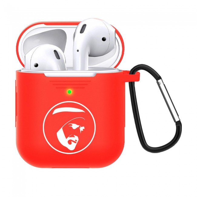 Margoun Airpods 2 Silicone Carabiner Case Cover with Shaikh Zayed Design - Red
