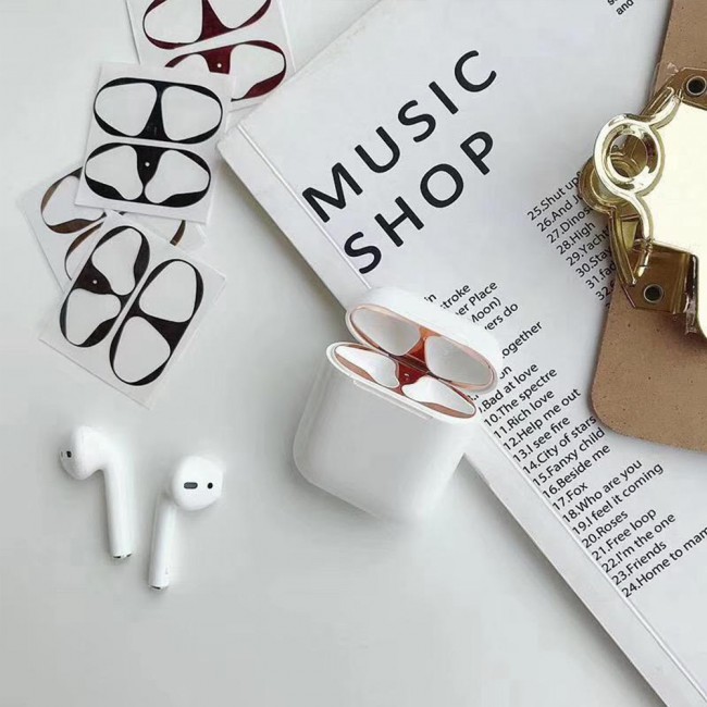 Margoun Airpods Metal Anti-Dust Sticker Guard – Black , Grey , Purple , Red , Rose Gold , Gold