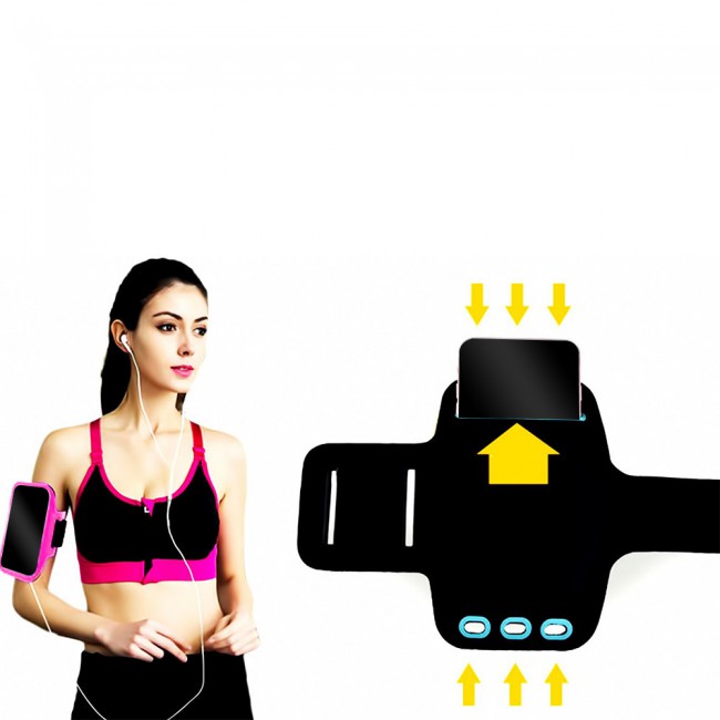 Margoun Sports Running Armband Case Cover for Mobile Phones upto 6 inches - Pink