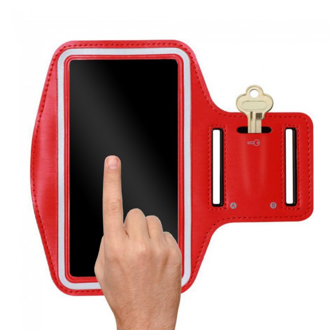 Margoun Sports Running Armband Case Cover for Mobile Phones upto 6 inches - Red